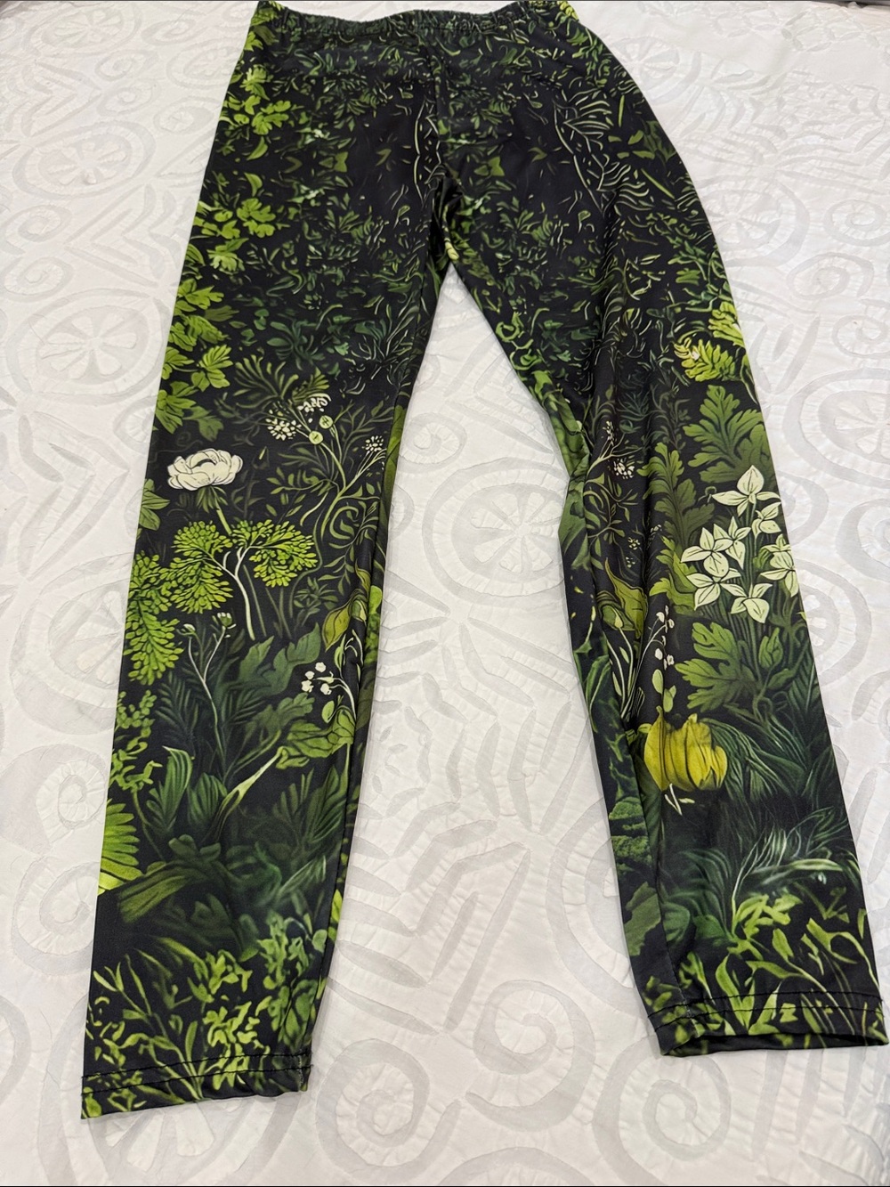 Green Botanical Print Leggings